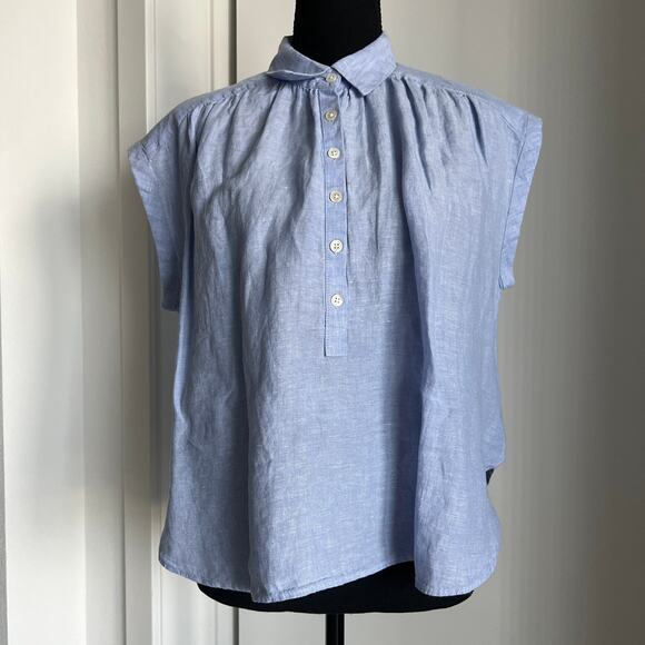 J Crew New Capitaine Shirt In Baird McNutt Linen French Blue XS Oversized - Picture 1 of 11